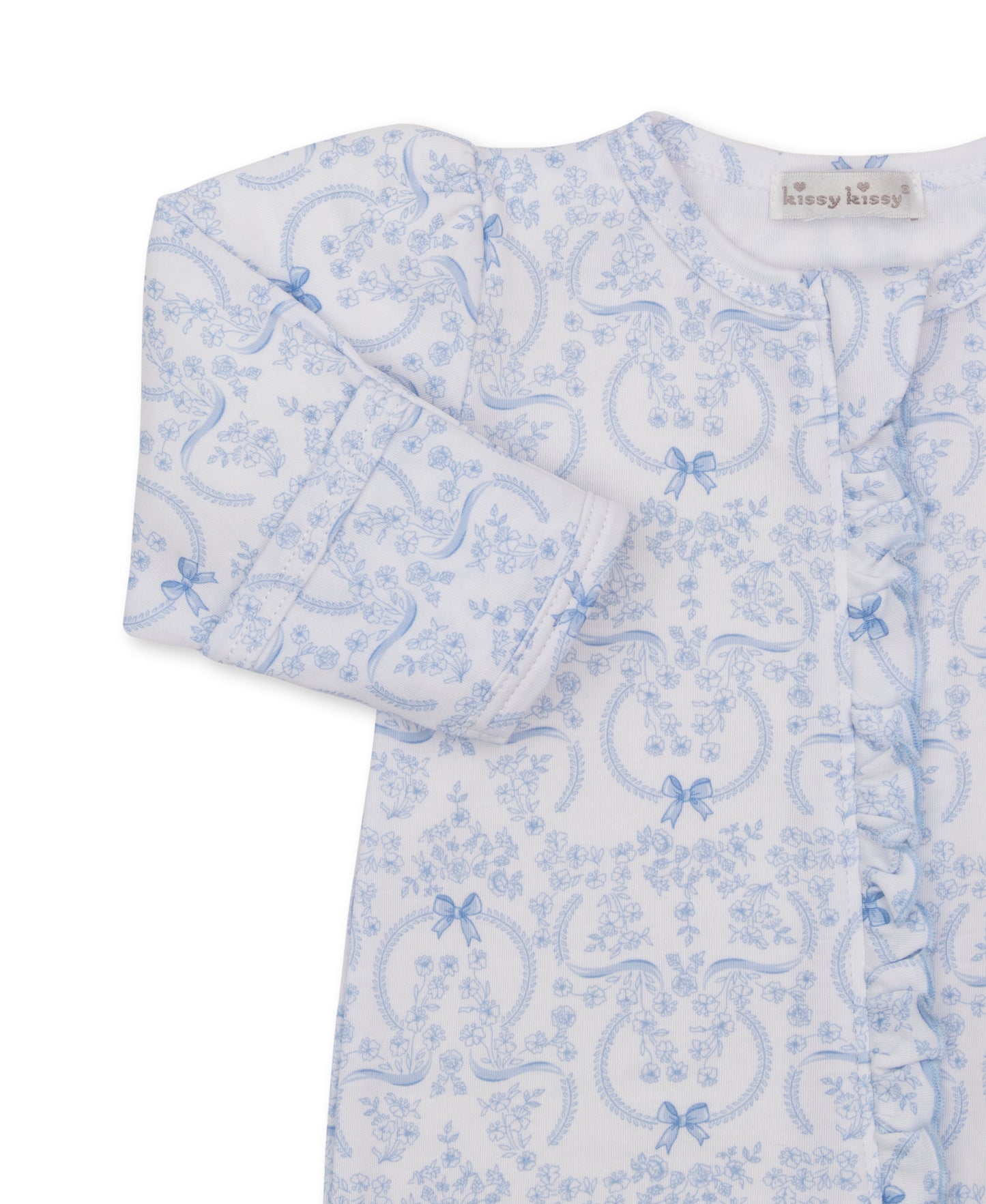 Delicate Blooming Bows Light Blue Footie w/Zip