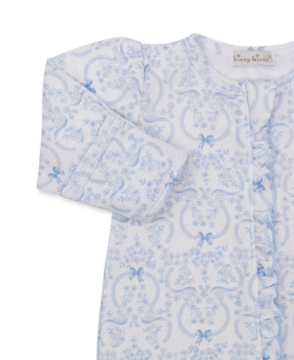Delicate Blooming Bows Light Blue Footie w/Zip