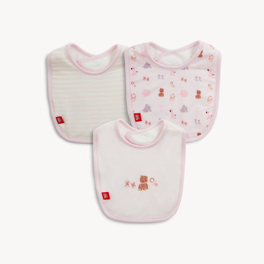 NURSERY NOSTALGIA PINK MODAL BIB 3-PACK