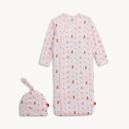 NURSERY NOSTALGIA PINK MODAL GOWN + HAT SET