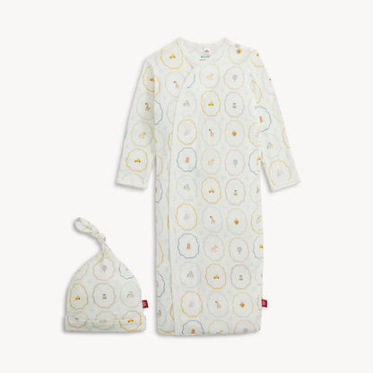 NURSERY MAGIC CREAM MODAL GOWN+HAT SET