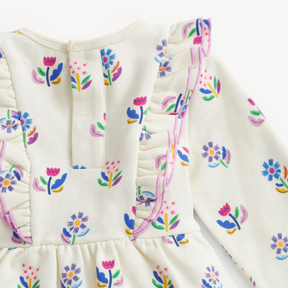 FLORAL IVORY FT GIRLS 2PC DRESS/ LNG PNT SET