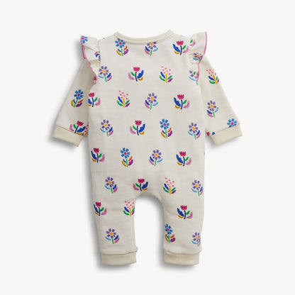 FLORAL IVORY FRENCH TERRY BABY ROMPER