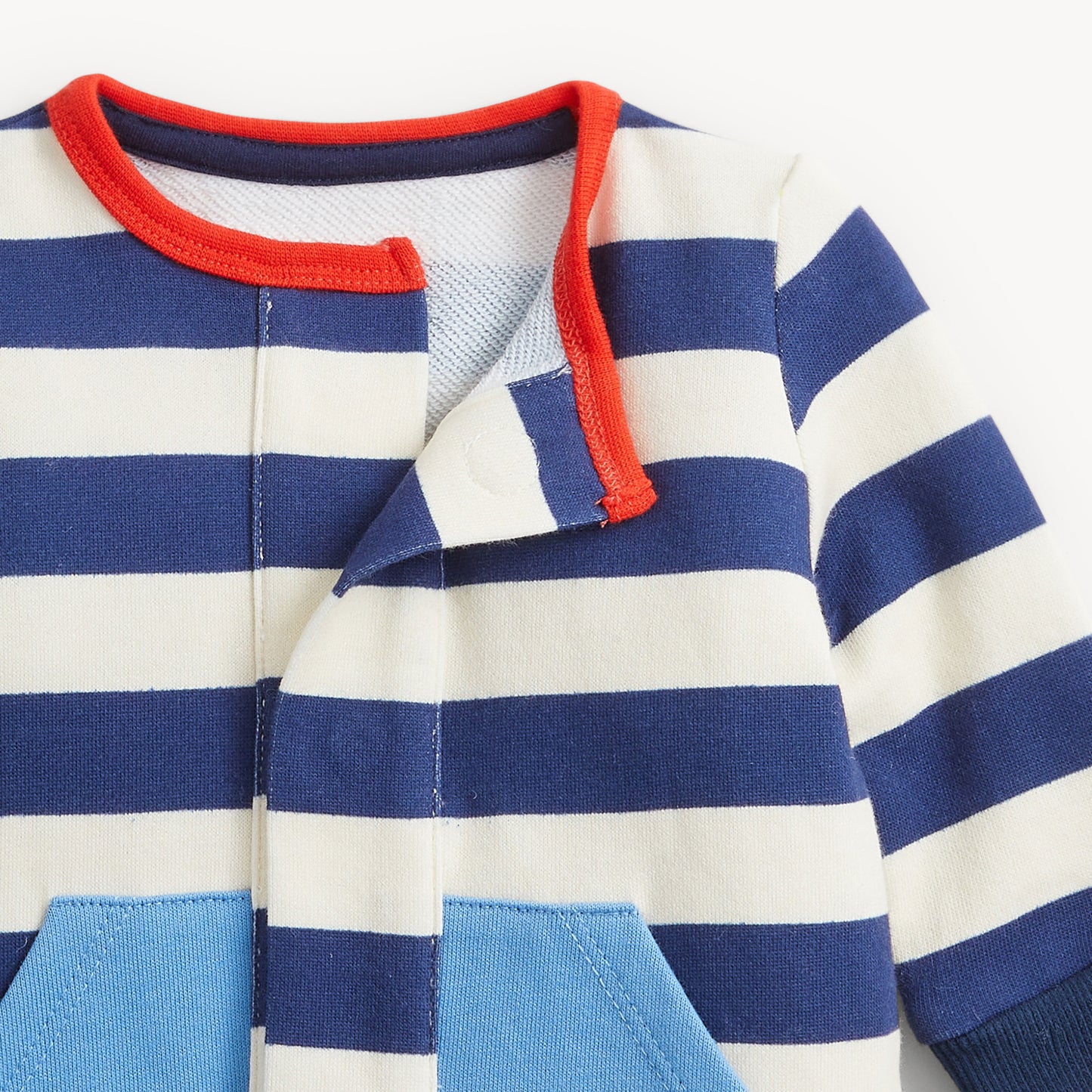 NAVY STRIPE FRENCH TERRY BOYS ROMPER
