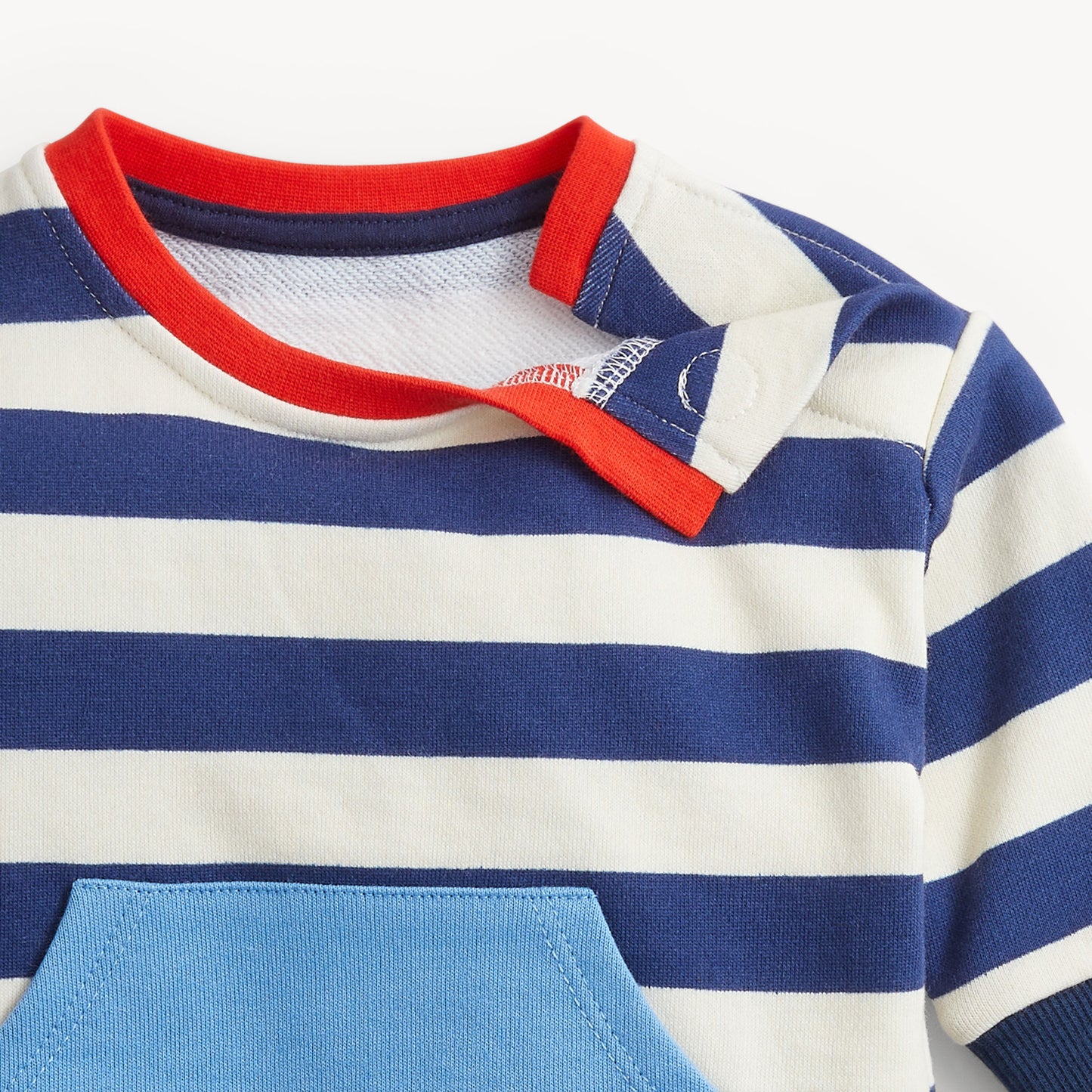 NAVY STRIPE FT BOYS L/S 2 PC SET