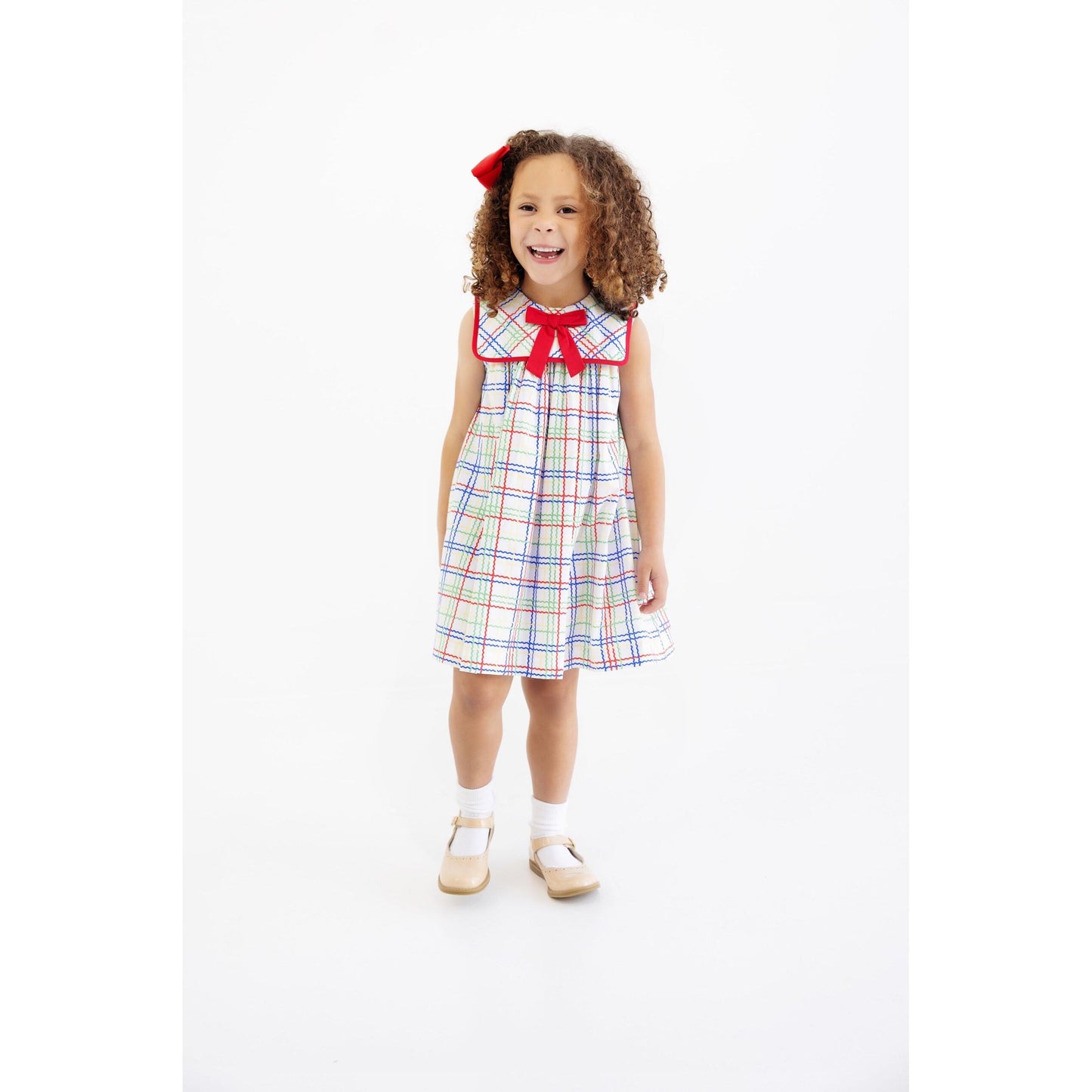 Sleeveless Stewart's Square Collar Dress