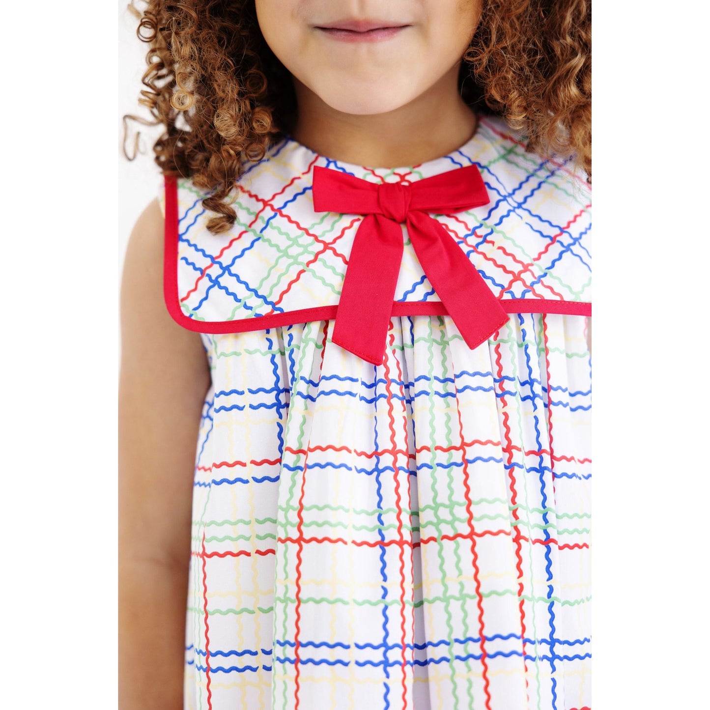 Sleeveless Stewart's Square Collar Dress