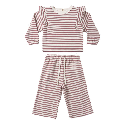 RUFFLE COZY SET MULBERRY STRIPE