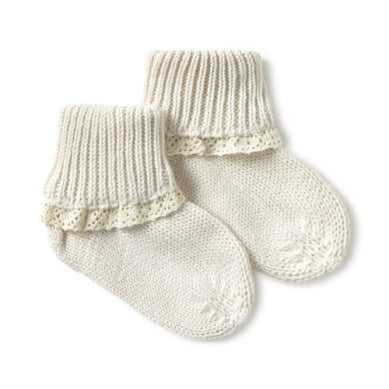 KNIT SOCKS CREAM LACE
