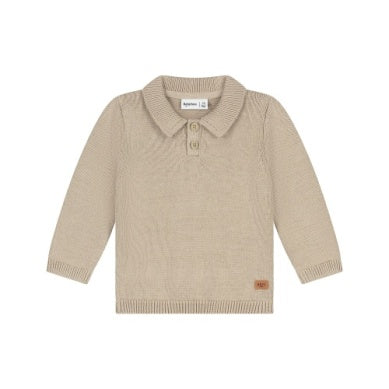 INFANT BOYS KNIT SWEATER/POLO PEBBLE