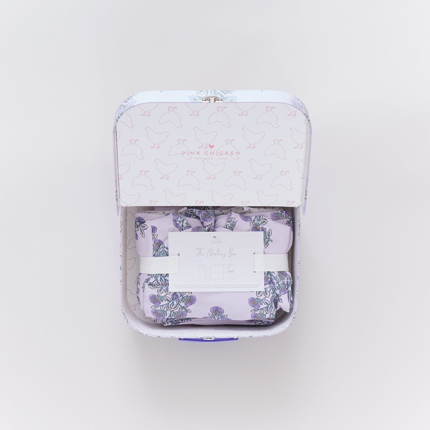 NESTING BOX BABY TAKE HOME SET - LAVENDER BOUQUET FLORAL BLOCKPRINT