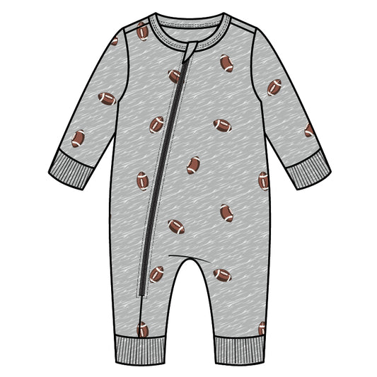 L/S PLAYSUIT KNIT-HEATHER GREY MD