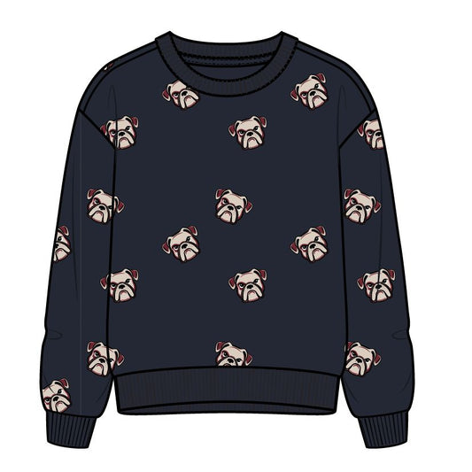 L/S CREW NECK SWEATSHIRT KNIT-NAVY