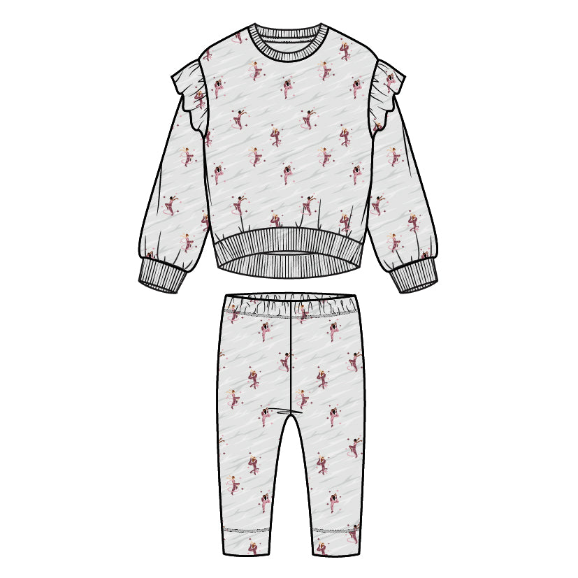 2 PCS SET: L/S TOP AND PANT KNIT-HEATHER GREY LT.