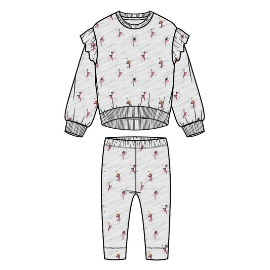 2 PCS SET: L/S TOP AND PANT KNIT-HEATHER GREY LT.