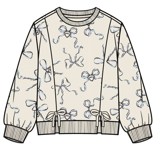 L/S CREW NECK SWEATSHIRT WITH BOWS KNIT-OFF WHITE