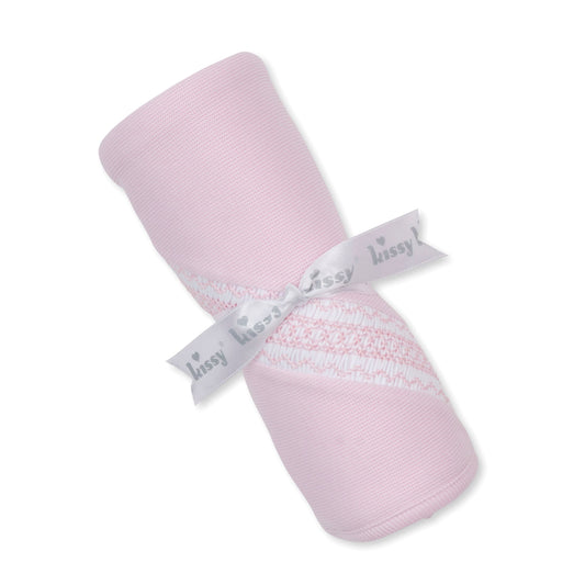 Pink Blanket w/hand smocking