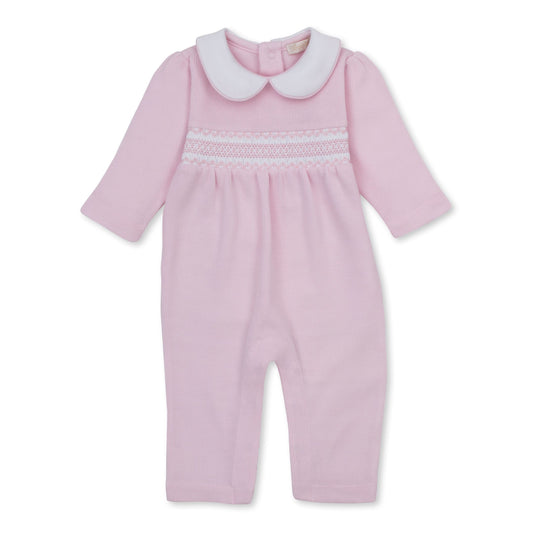 Pink Playsuit w/Hand Smocking