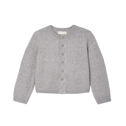 SCALLOP CARDIGAN DUSTY-BLUE