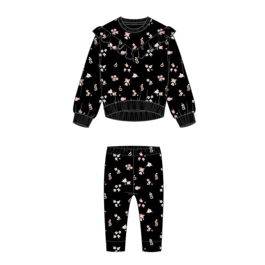2 PCS SET: CREW NECK SWEATSHIRT AND LEGGING KNIT-BLACK