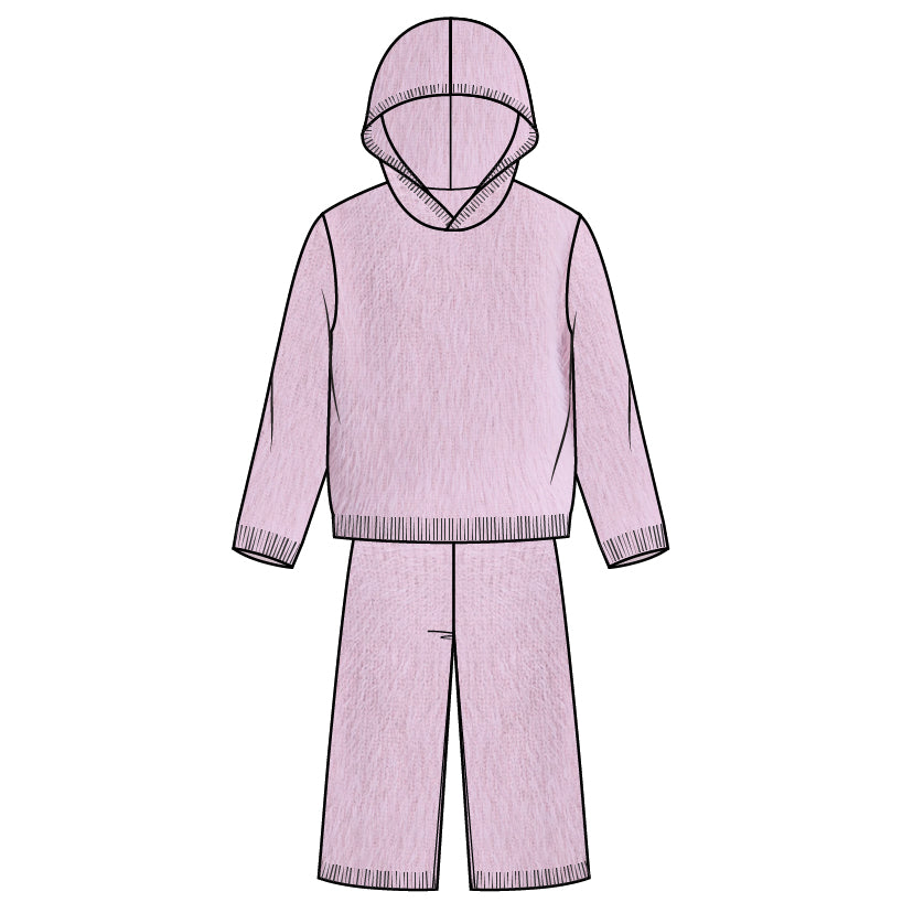 L/S HOODED SWEATER AND PANT KNIT-PURPLE LT.