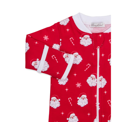 footie w/ zip prt Santa all over print