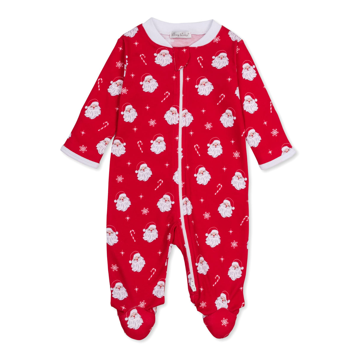 footie w/ zip prt Santa all over print
