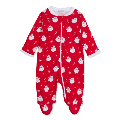 footie w/ zip prt Santa all over print