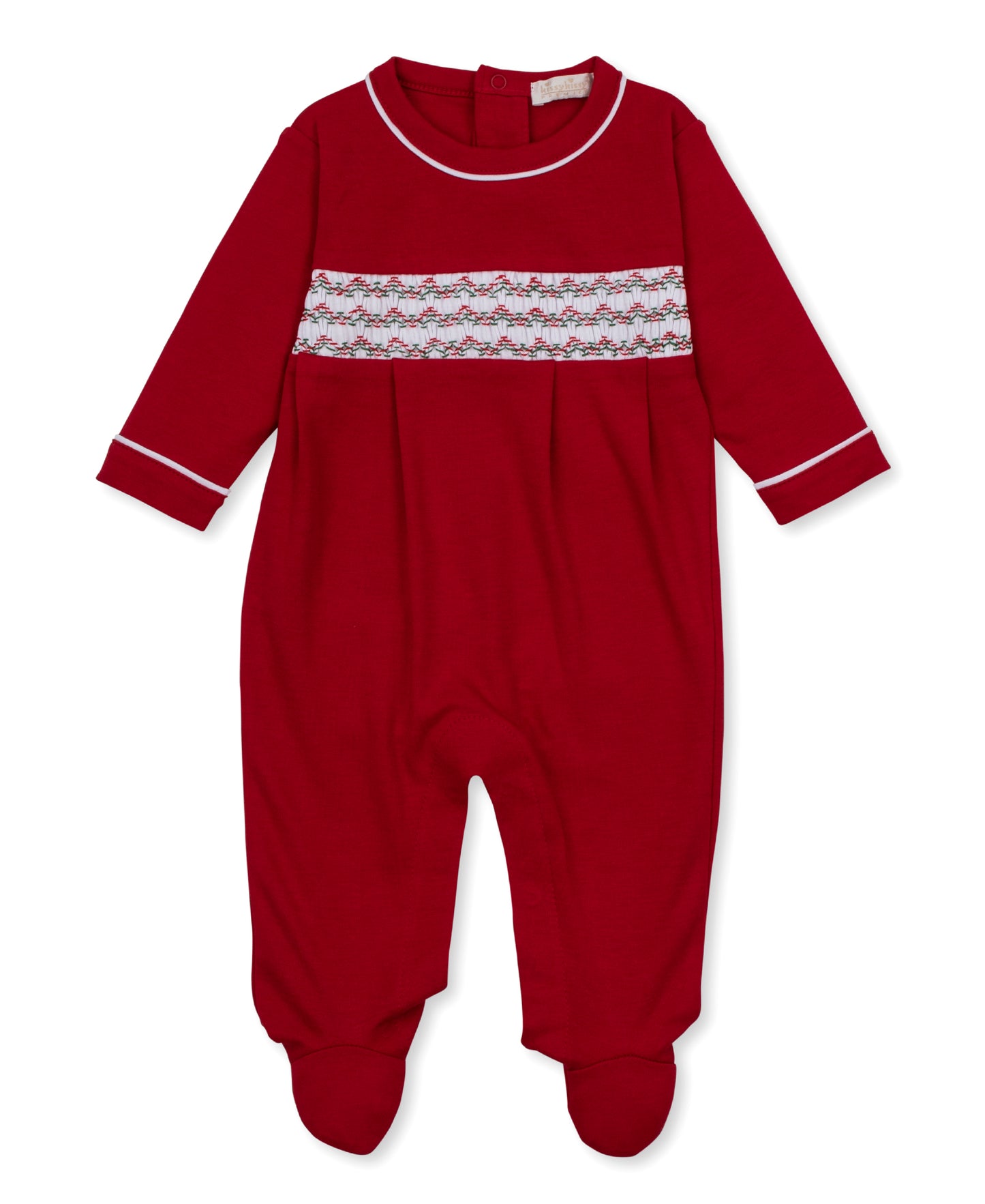 Red Cotton Footie w/Hand Smocking