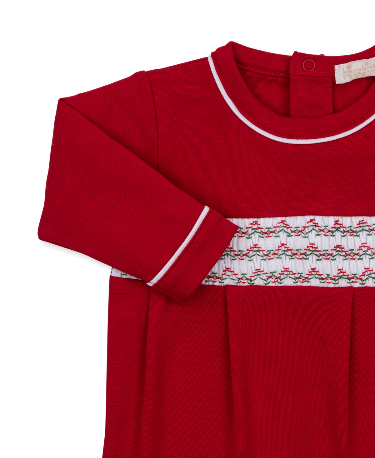 Red Cotton Footie w/Hand Smocking