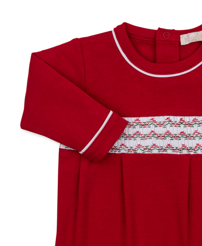 Red Cotton Footie w/Hand Smocking