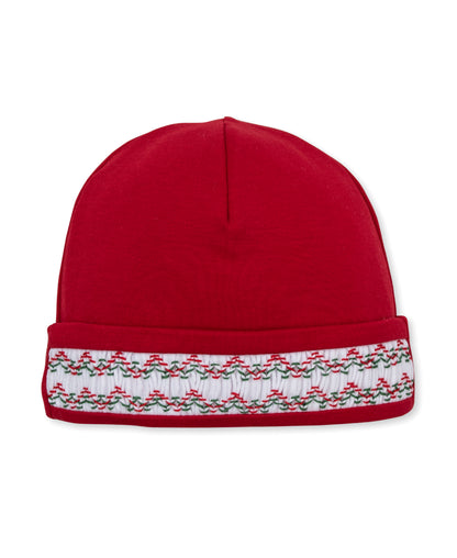 Red Infant Cap w/Hand Smocking