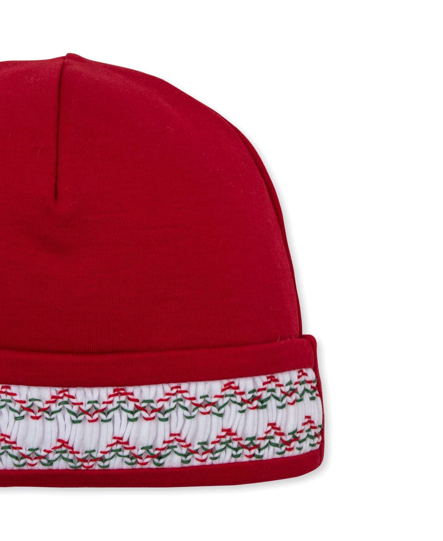 Red Infant Cap w/Hand Smocking
