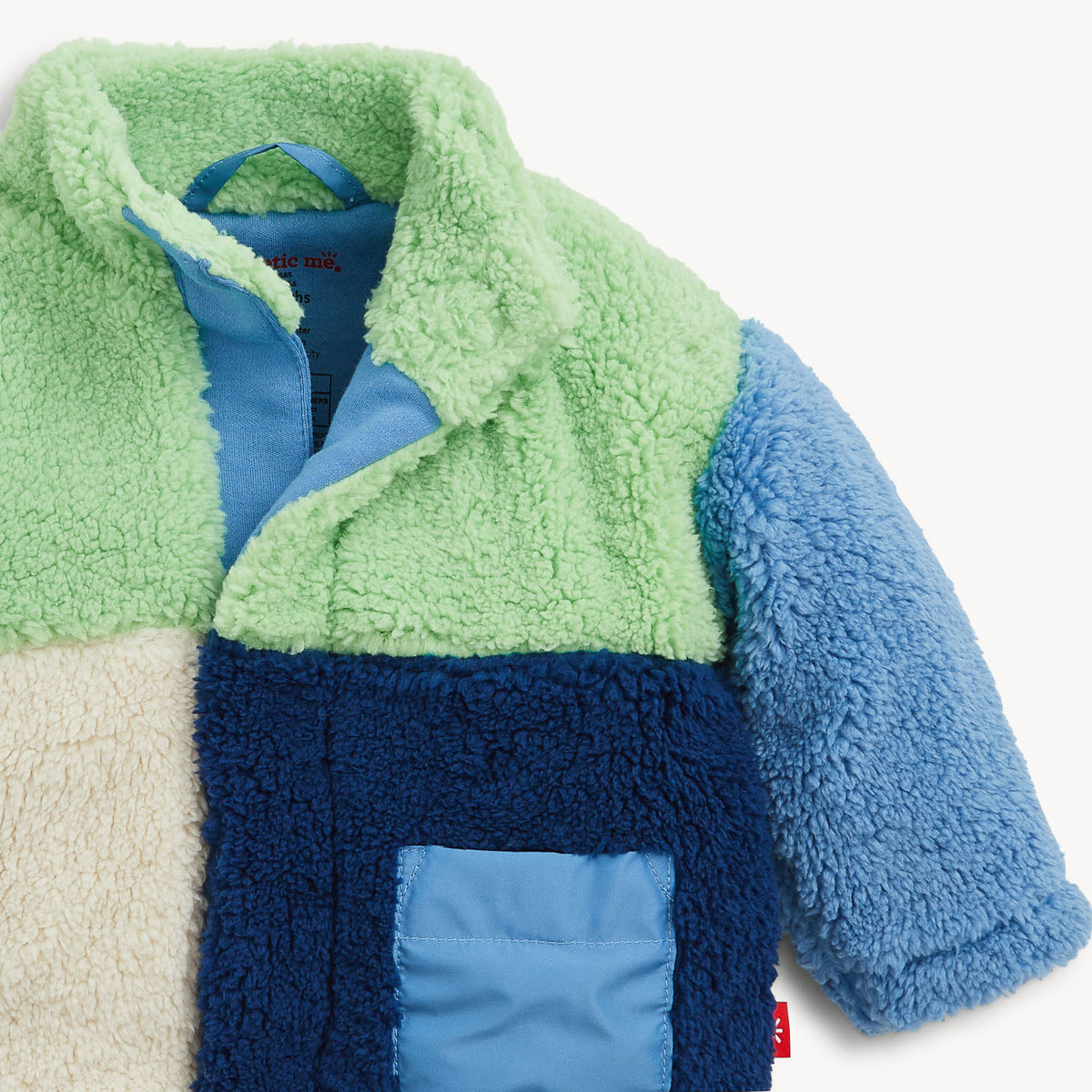 BLUE COLORBLOCK SHERPA BOYS JACKET