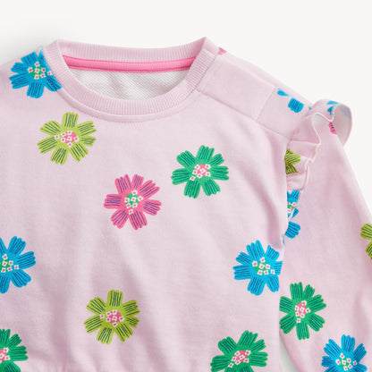 PINK FLORAL FRENCH TERRY L/S SWEATER/PANT SET