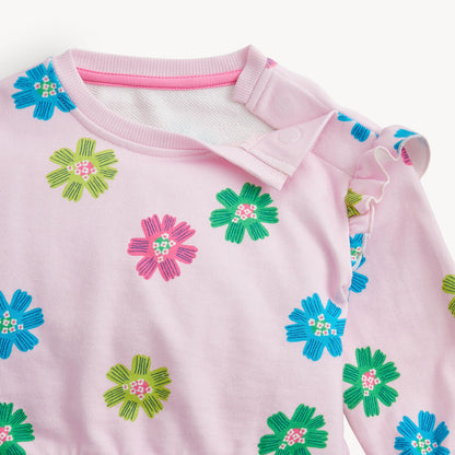 PINK FLORAL FRENCH TERRY L/S SWEATER/PANT SET