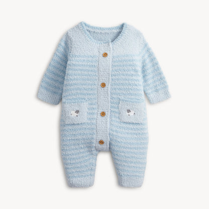 CHENILLE BLUE SWEATER ROMPER