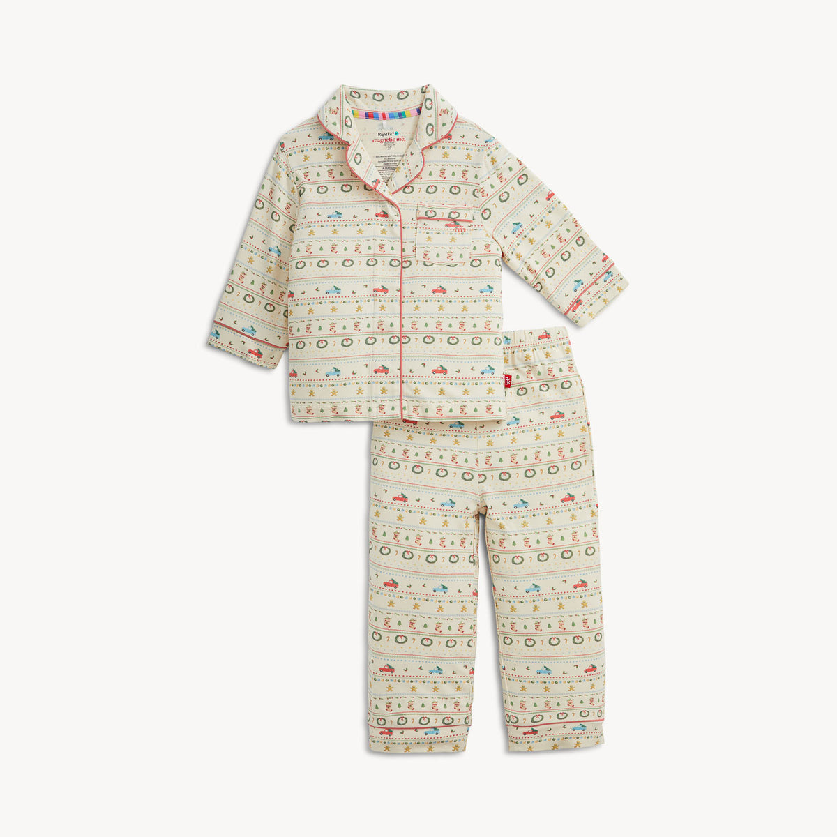 TRADITIONAL CHRISTMAS RF LS PJ SET W PIPING