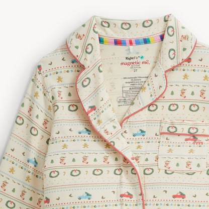 TRADITIONAL CHRISTMAS RF LS PJ SET W PIPING
