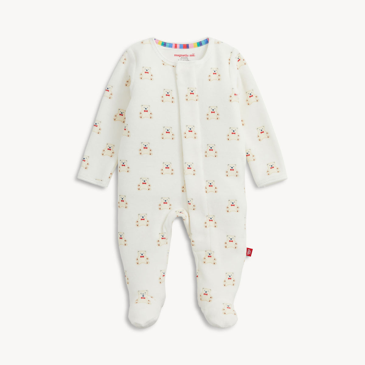 TEDDY BOWS VELOUR FOOTIE