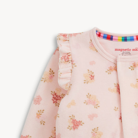 FLORAL GIRLS VELOUR FOOTIE