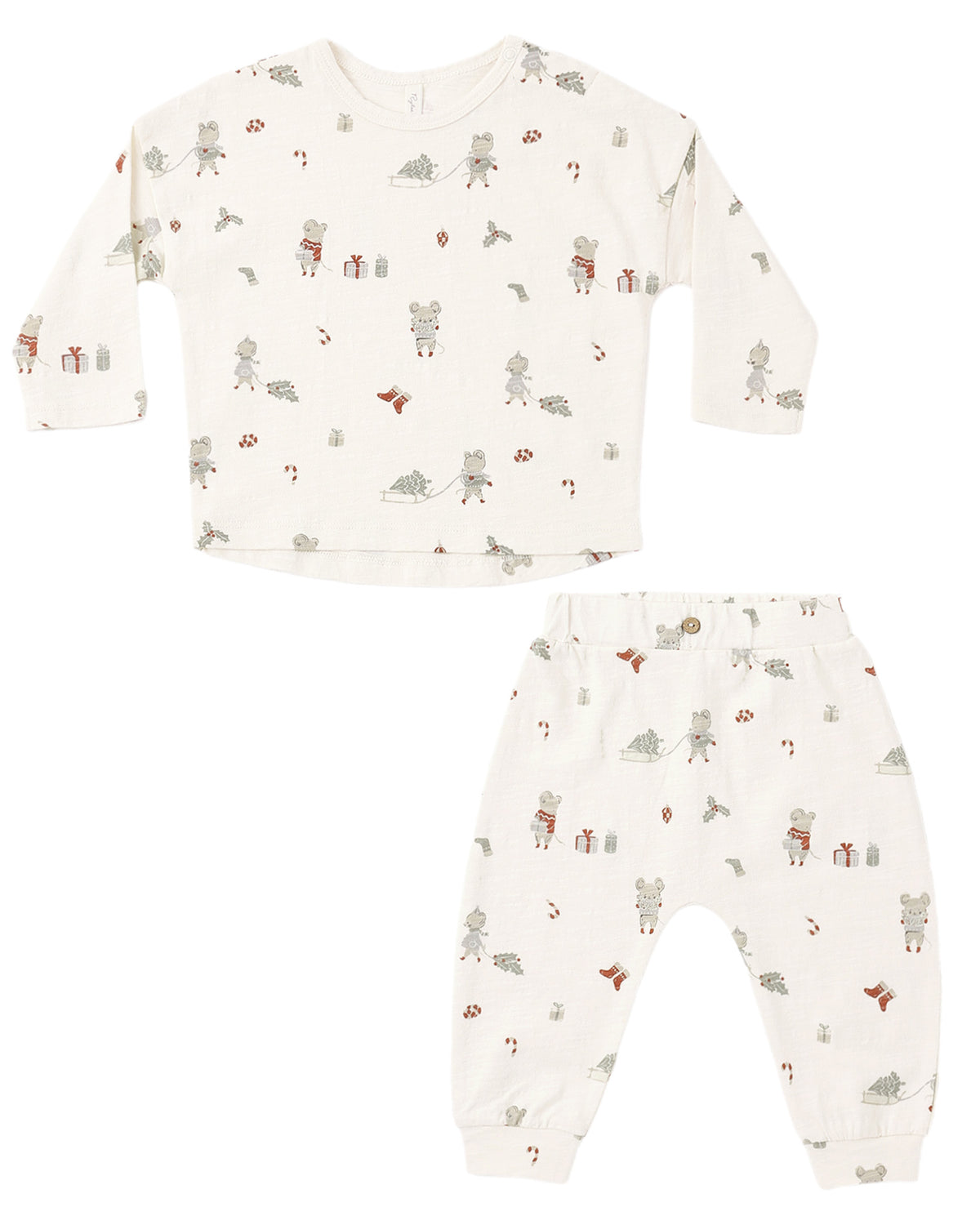 LS TEE + PANT SET HOLIDAY MOUSE