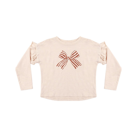 RUFFLE LONG SLEEVE TEE BOW