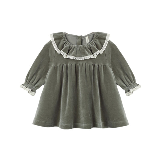 VELOUR BABY DRESS SPRUCE