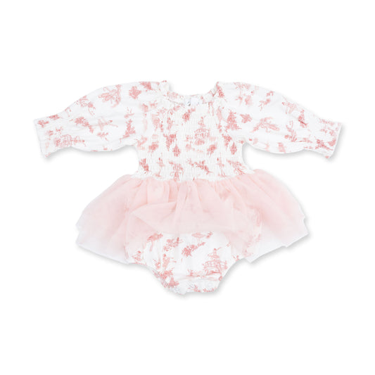 Ballet Toile - Long Sleeve Smocked Bubble With Tutu