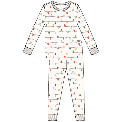 2PC PJ SET: L/S TOP + PANT KNIT-OFF WHITE
