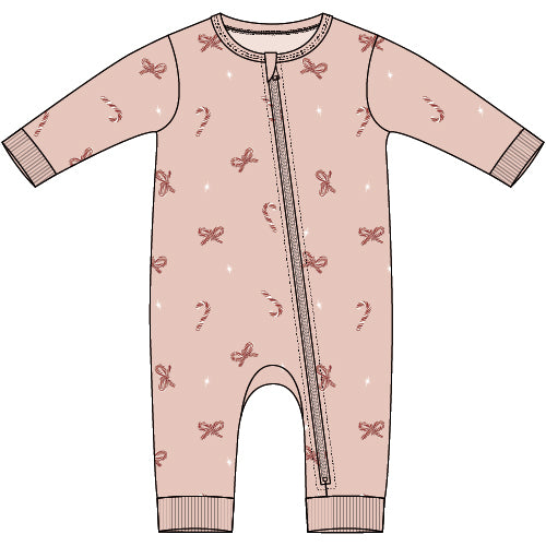 L/S PLAYSUIT KNIT-PINK LT.