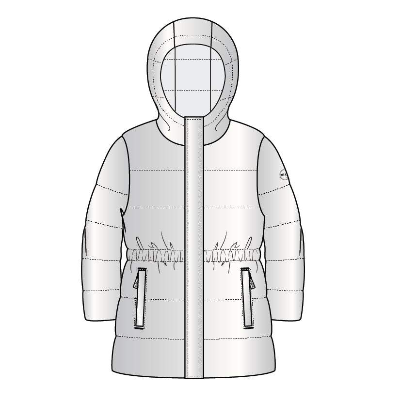 MID LENGTH PUFFER JACKET WOVEN-SILVER