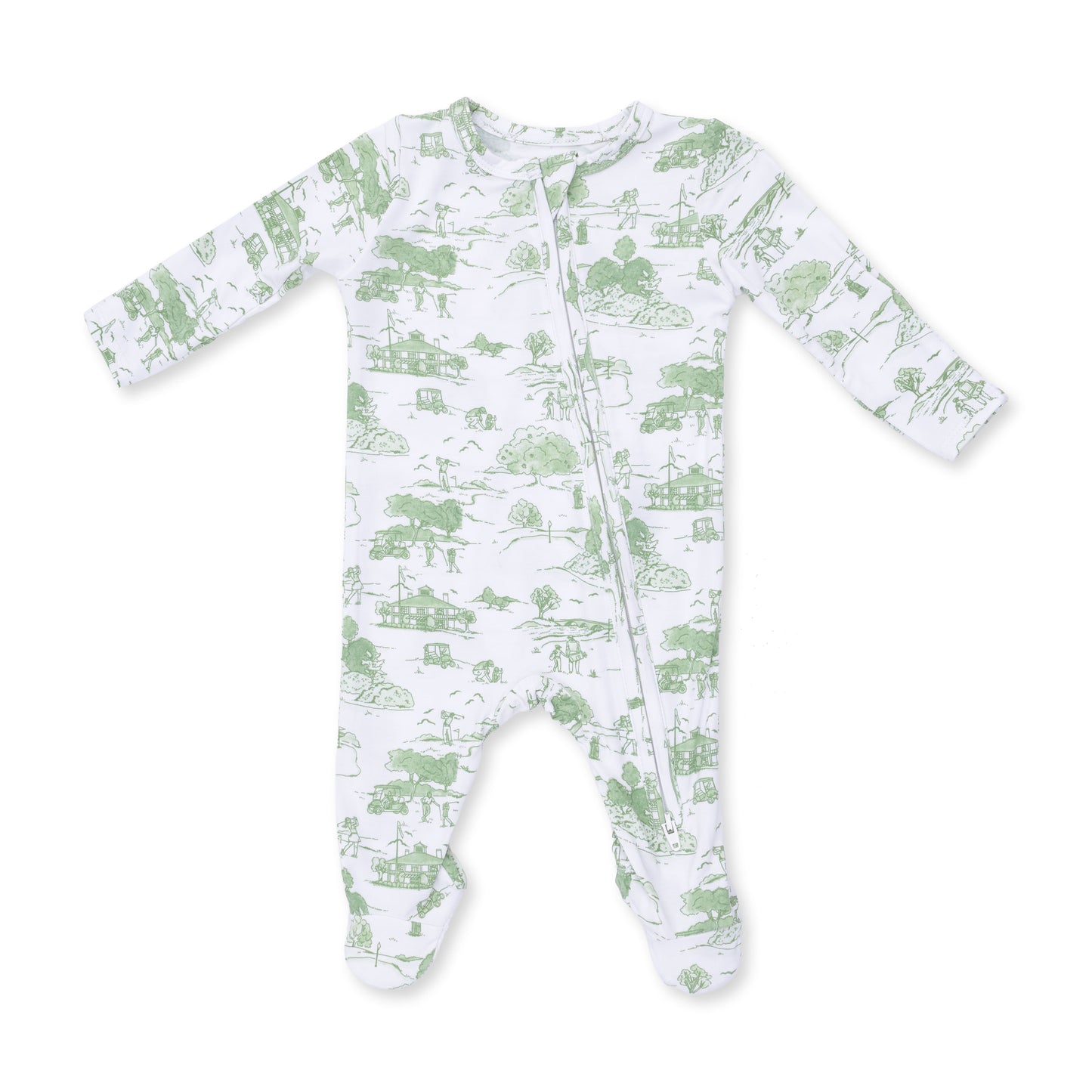 Golf Toile Green - 2 Way Zipper Footie