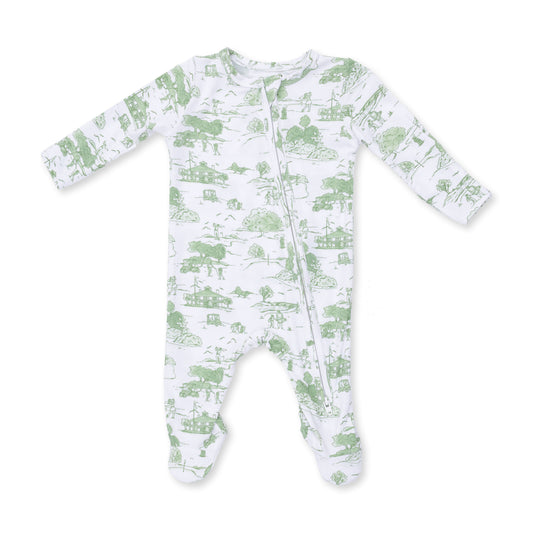 Golf Toile Green - 2 Way Zipper Footie